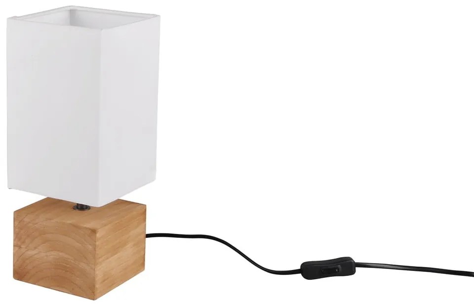 Бяла и естествена настолна лампа с текстилен абажур (височина 30 cm) Woody – Reality