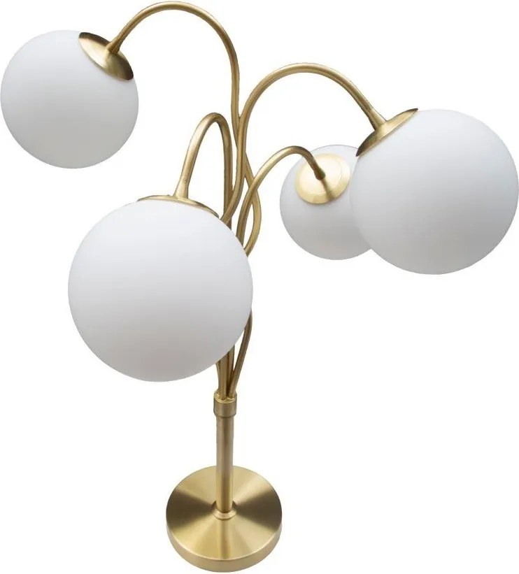 Бяла/златистa настолна лампа със стъклен абажур (височина 74 cm) Glamy – Mauro Ferretti