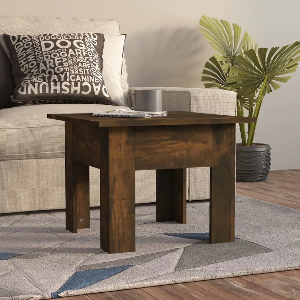 813068 vidaXL Кафе маса, опушен дъб, 55x55x42 см, инженерно дърво