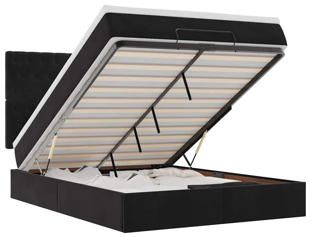 3314392 vidaXL Османска легло с матраци и LED, черно, 140x190 см, кадифе