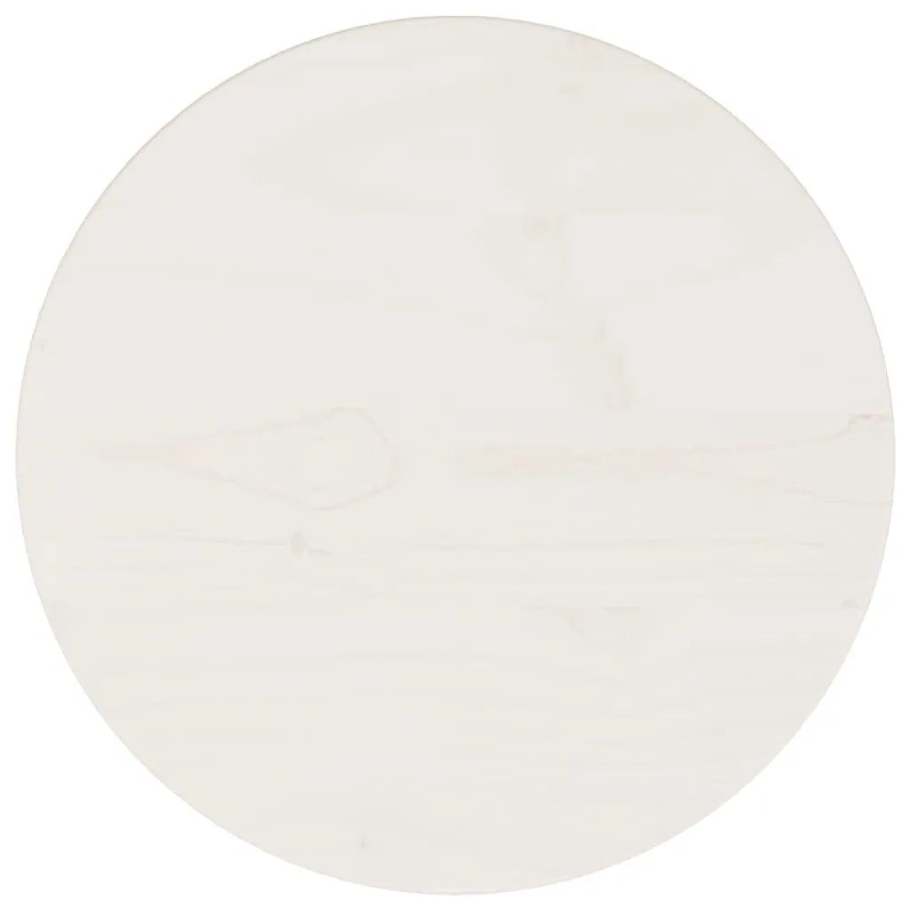 813651 vidaXL Плот за маса, бял, Ø30x2,5 см, бор масив