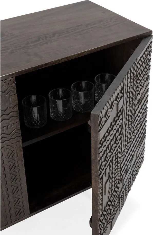 Тъмнокафяв скрин от масивно манго 160x75x40 cm Kalai – MOME