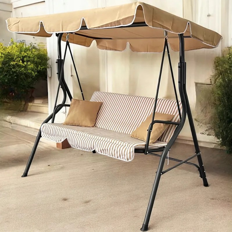 Градинска люлка за 3 души - бежова