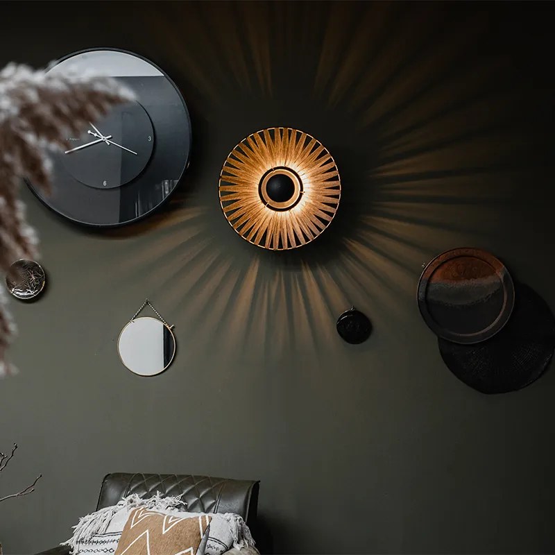 Ръстична стенна лампа черна 40 см - Leia