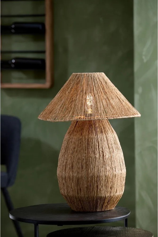 Настолна лампа в естествен цвят с абажур от юта (височина 55 cm) Maruva – Light & Living