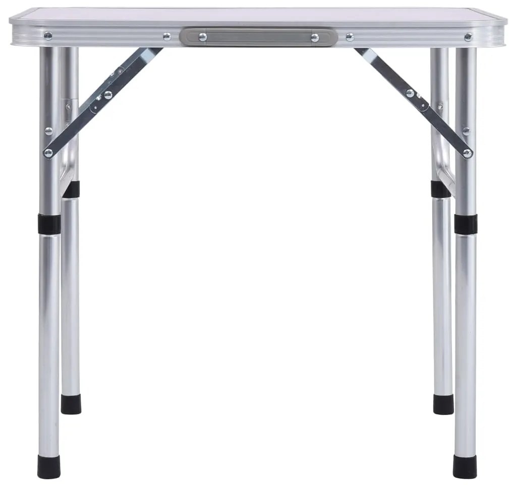 Сгъваема къмпинг маса, бяла, алуминий, 60x45 см