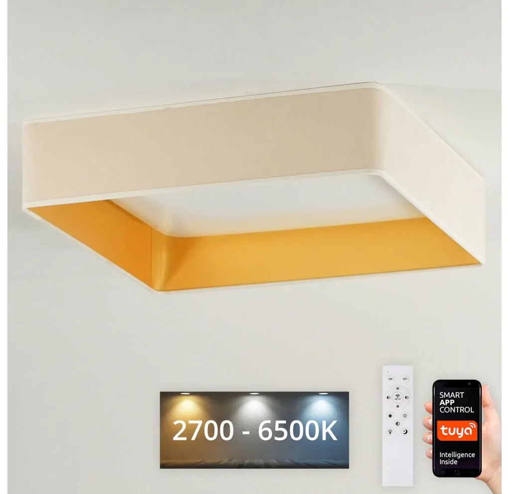 Brilagi-LED Димируемо осветително тяло VELVET SQUARE LED/36W/230V Wi-Fi Tuya+дистанционно управление кремаво