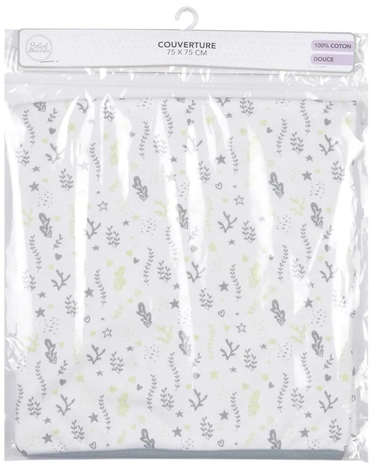 Бяло-сиво памучно бебешко одеяло 75x75 cm Ocean – Bébé Douceur
