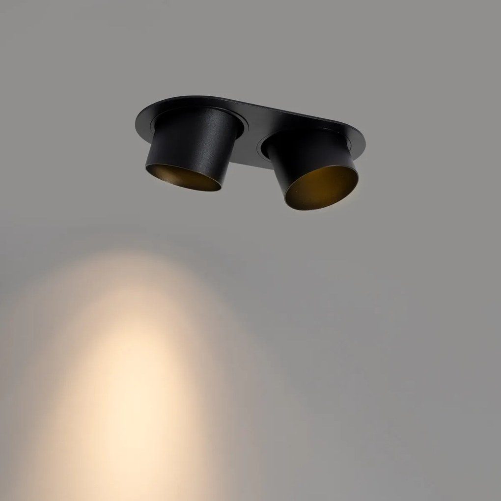 Кръгъл вграден прожектор черен GU10 70mm накланящ се 2-светлинен - Installa