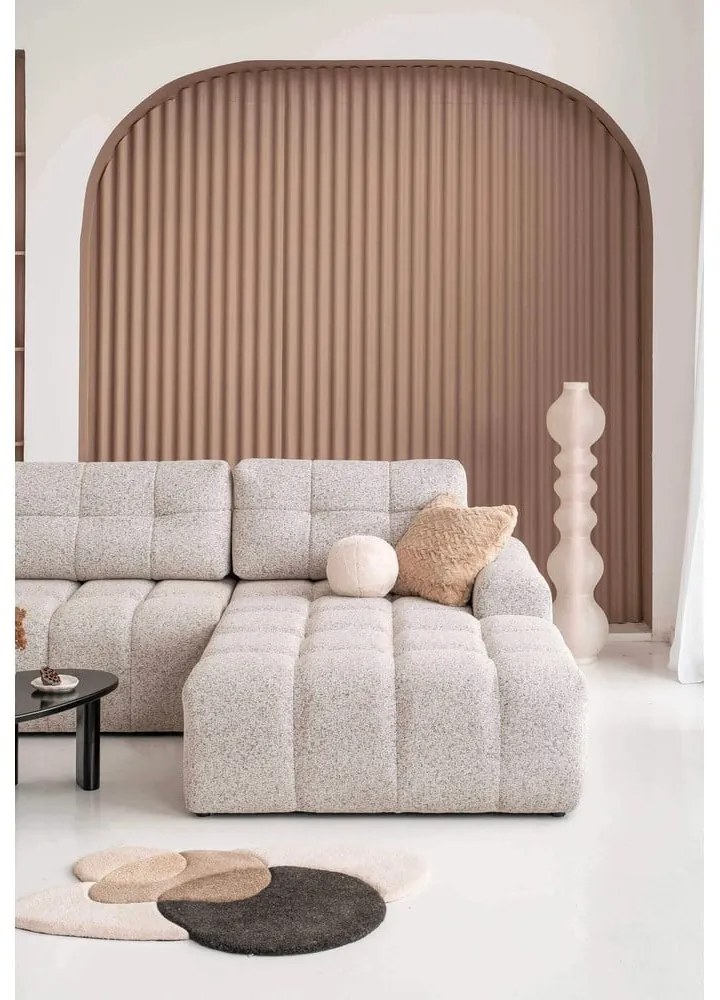 Бежов разтегателен модулен ъглов диван с място за съхранение (десен ъгъл) Lulu – Miuform