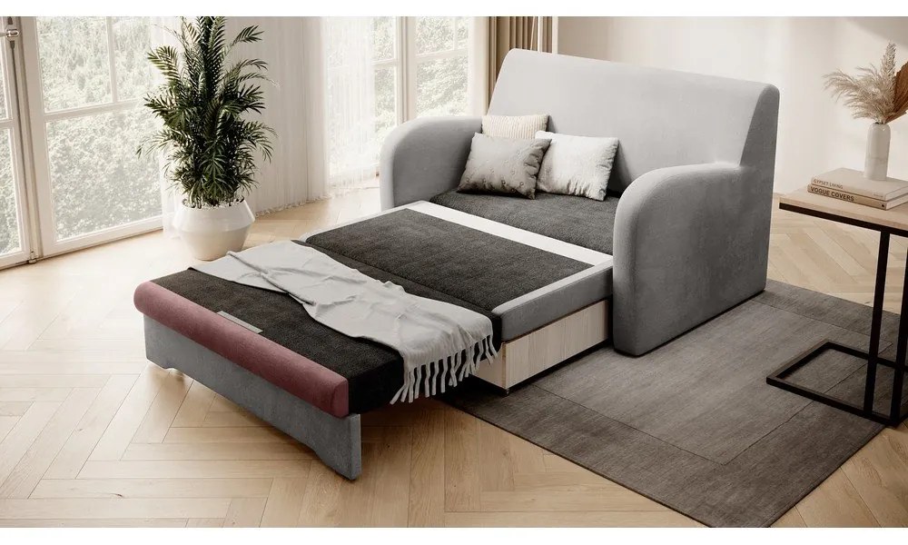 Розов/светлосив кадифен сгъваем диван 130 cm Ario – ELTAP