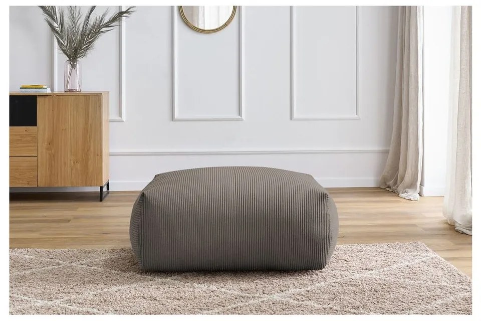 Сиво-кафява табуретка от рипсено кадифе Voltaire – Bobochic Paris