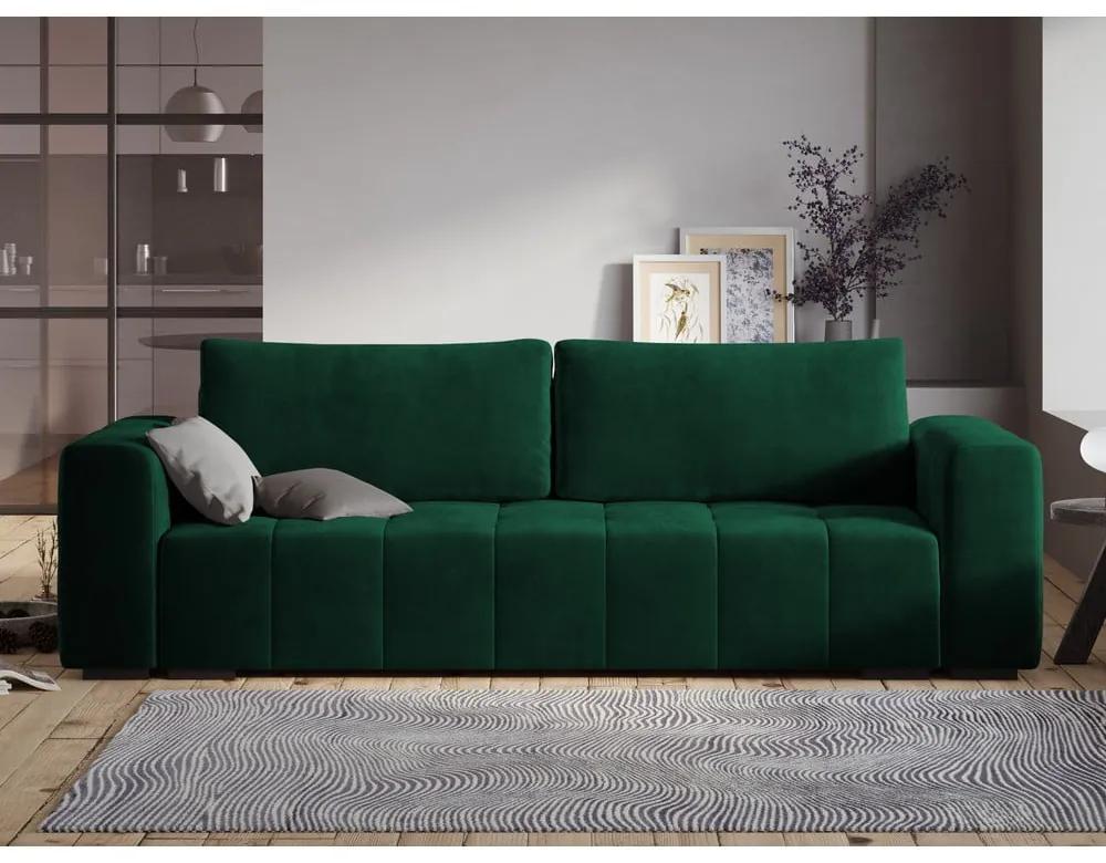Разтегателен диван от зелено кадифе Luca - Milo Casa