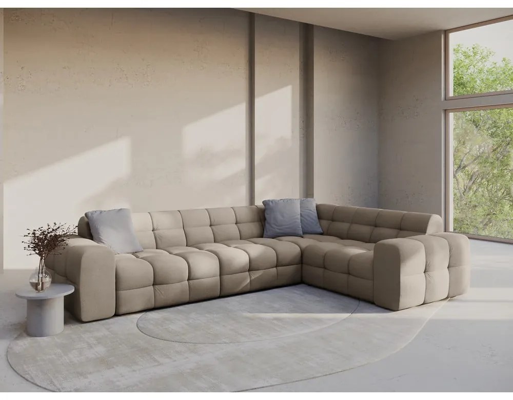 Кафяв ъглов диван (десен ъгъл/L форма) Kendal – Micadoni