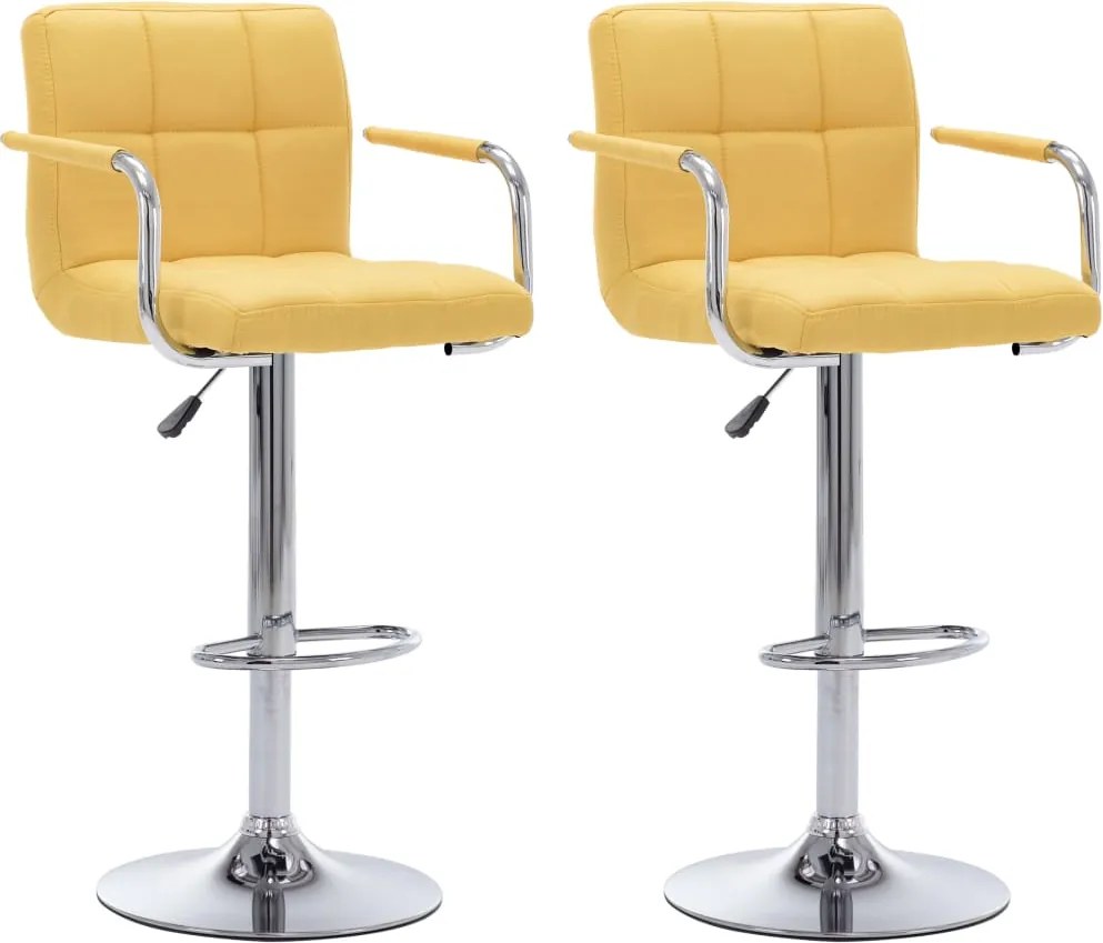 283426 vidaXL Бар столове, 2 бр, жълти, текстил
