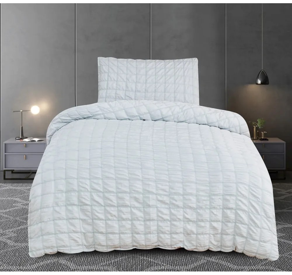 Светлосиво крепово спално бельо за единично легло 140x200 cm Naomi – My House