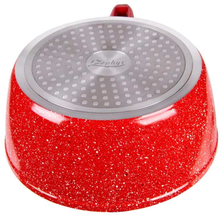 Касерола с капак ZEPHYR Red Passion ZP 4421 E18, 1.6 литра, 18х8 см, Мраморно покритие, Индукция, Червен