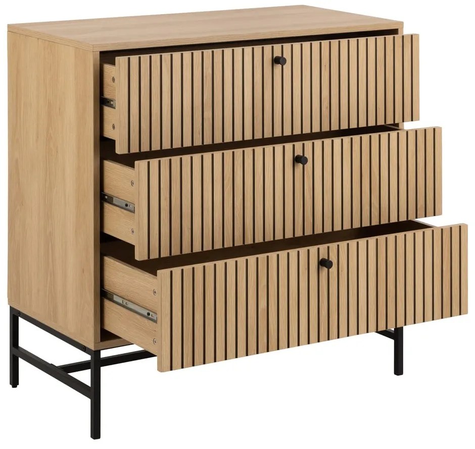 Скрин от дъбов декор в естествен цвят 81x80x40 cm Albany – Actona