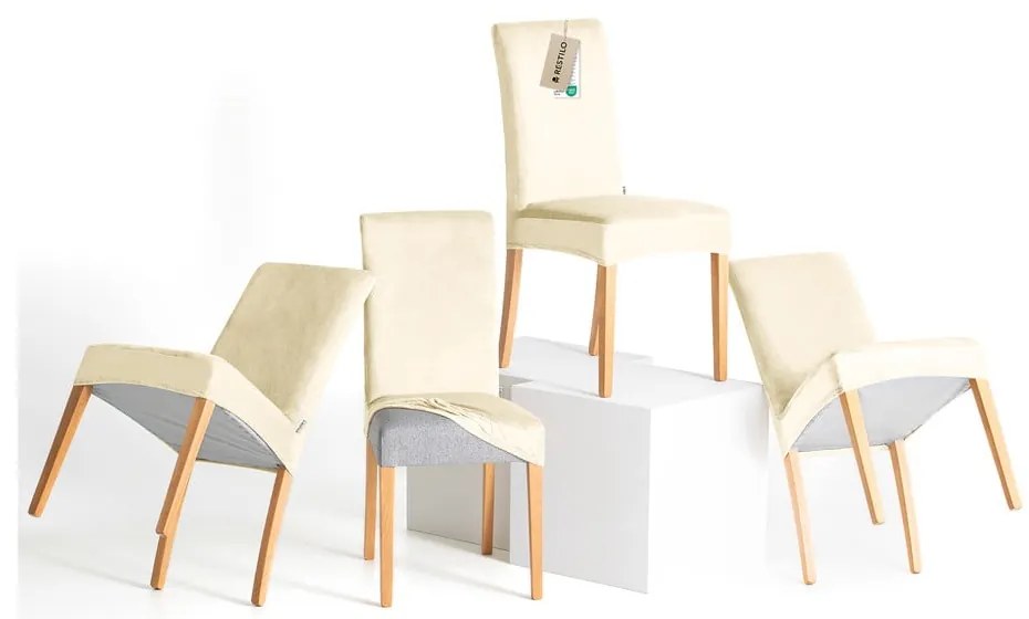 Кремави ластични покривала за стол в комплект от 4 бр. 48 cm Sento – Restilo