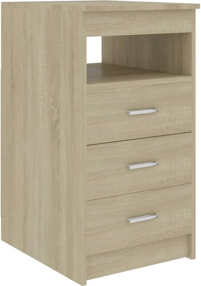 801808 vidaXL Шкаф с чекмеджета, сонома дъб, 40x50x76 см, инженерна дървесина