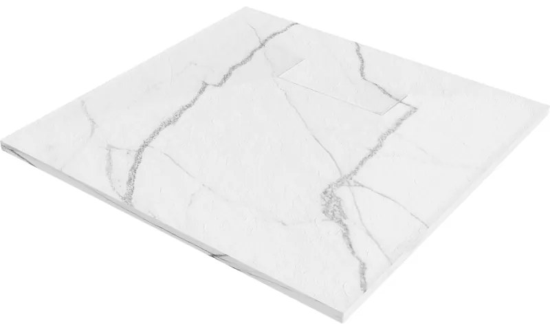 Mexen Hugo квадратен душ поддушник SMC 90 x 90 cm, бял камък - 42159090