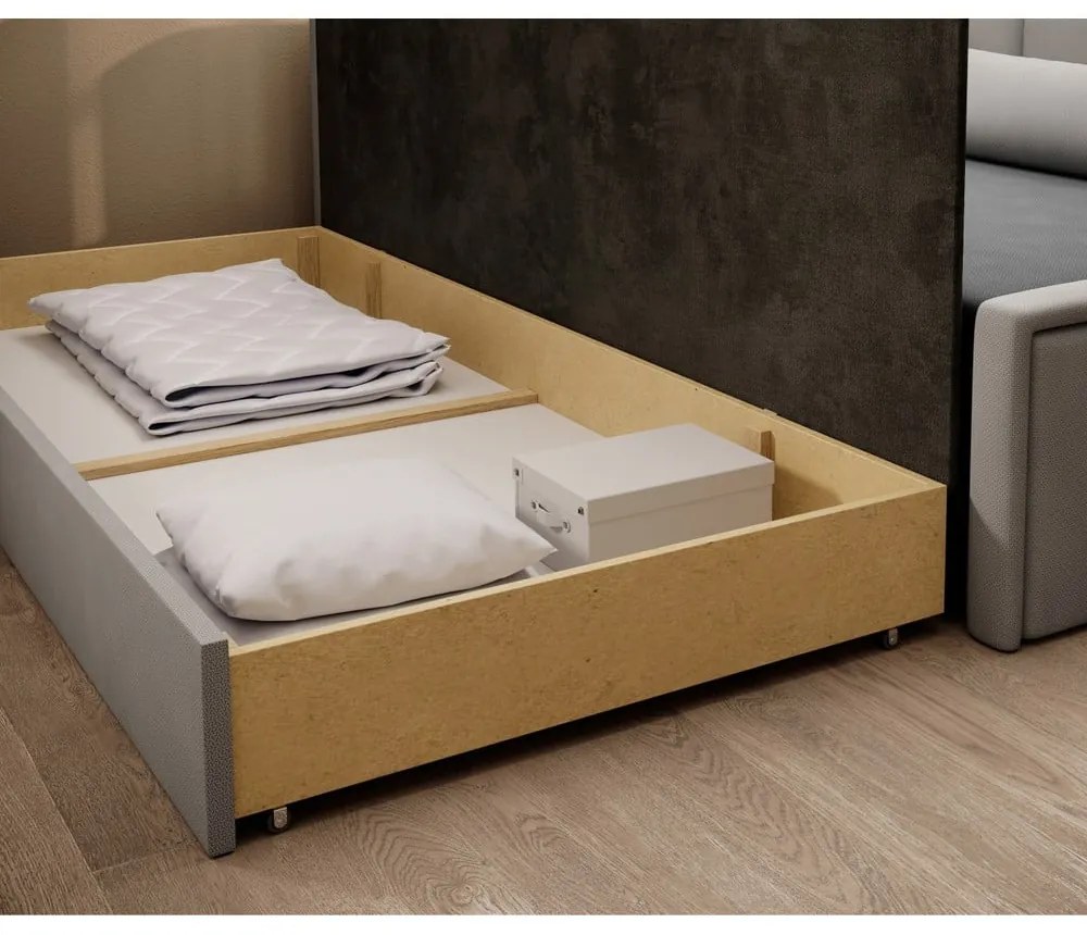 Сив шенилов сгъваем/с място за съхранение диван 214 cm Fulgeo – ELTAP