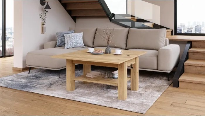 БРАВО Крафт Златен дъб - РАЗТЕГАТЕЛНА ХОЛНА МАСА С ПОВДИГАЩ МЕХАНИЗЪМ И С РАФТ