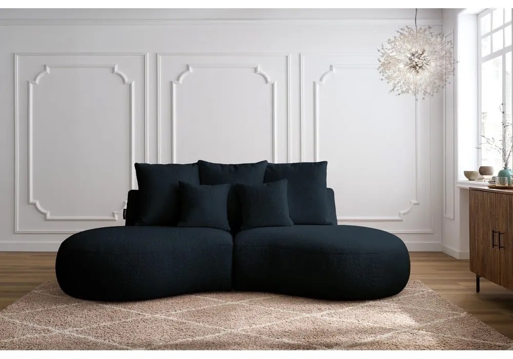 Тъмносин диван от плат букле 260 cm Saint-Germain - Bobochic Paris