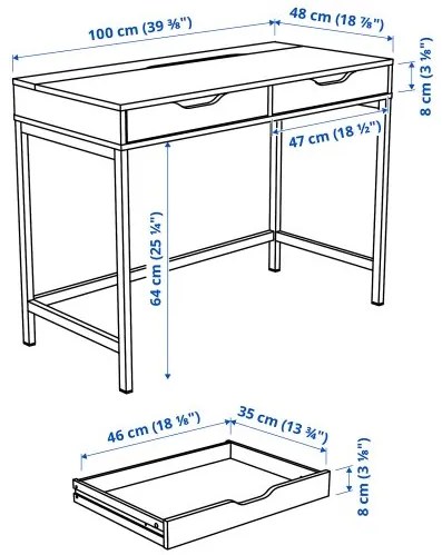 ALEX/LANGFJALL/KALLAX комбинация - бюро с шкафове и въртящ се стол 094.367.57