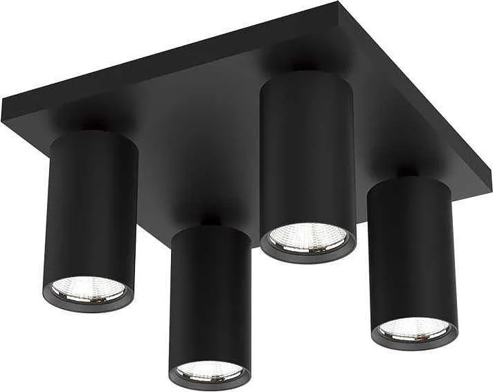 Квадратен спот за таван LUX, черен, 4хGU10