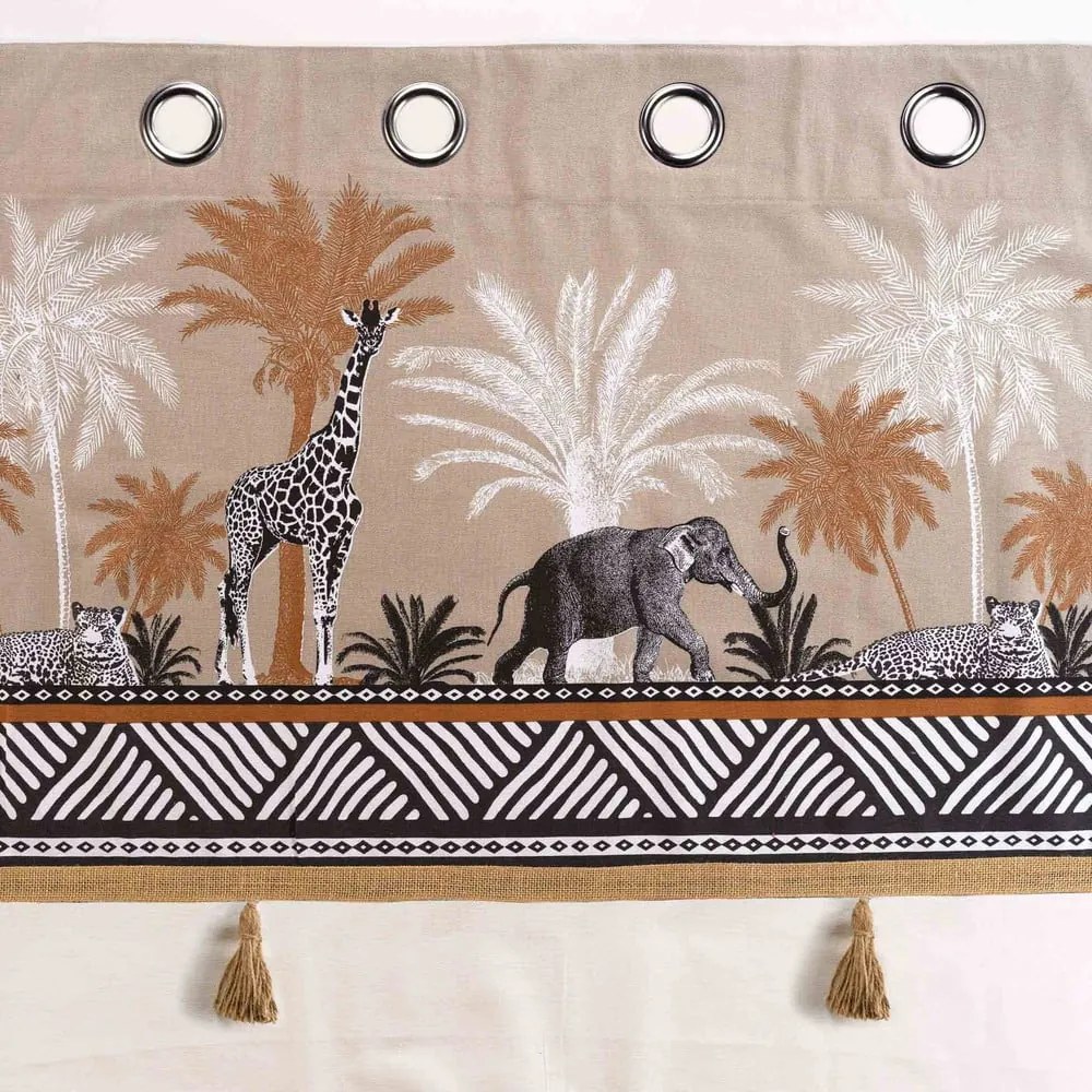 Памучно перде в кафяв и естествен цвят 140x240 cm Kenya Lodge – douceur d'intérieur