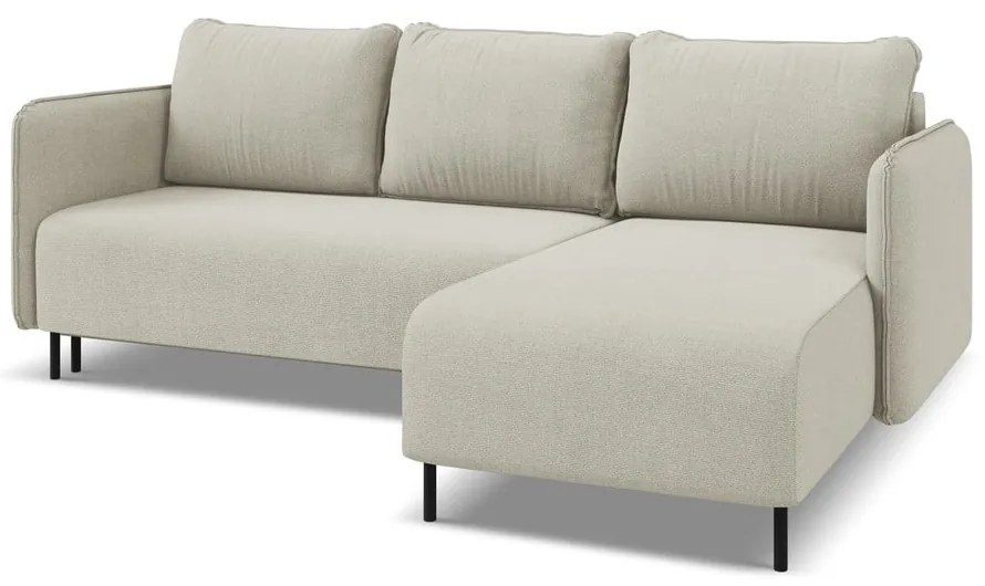 Бежов разтегателен ъглов диван с място за съхранение (десен ъгъл) Luana – Makamii