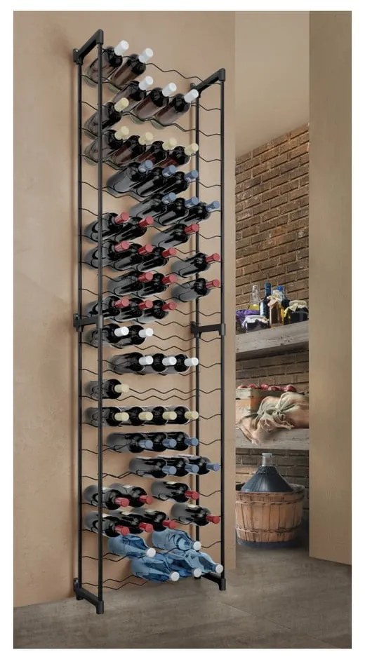 Черна метална стойка за вино за 50 бутилки Barbera - Metaltex