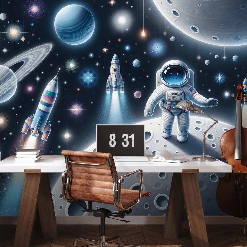 Самозалепващ тапет – Детска вселена с астронавти