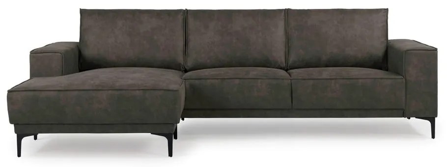 Ъглов диван в черно и сиво от изкуствена кожа (ляв ъгъл) Copenhagen - Scandic