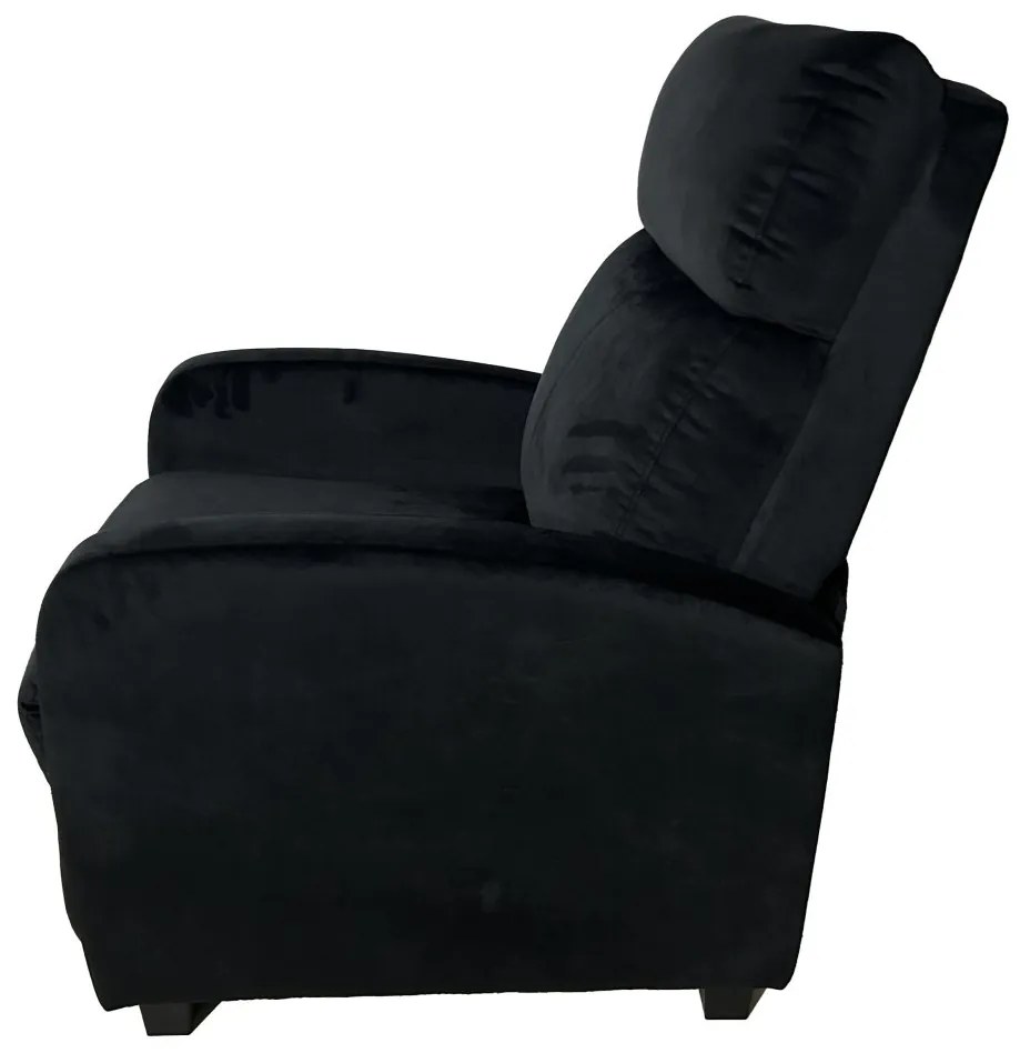 Стилен фотьойл с накланяне от черно кадифе