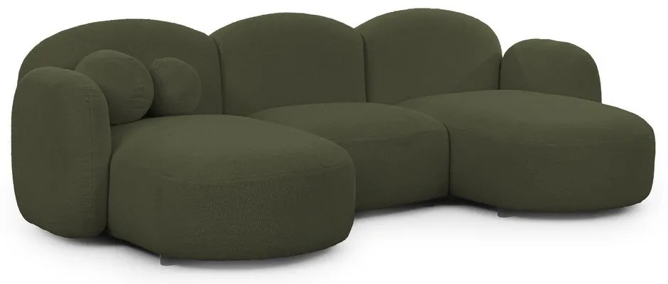 Зелен ъглов диван от букле (U форма) Orbit – Ropez