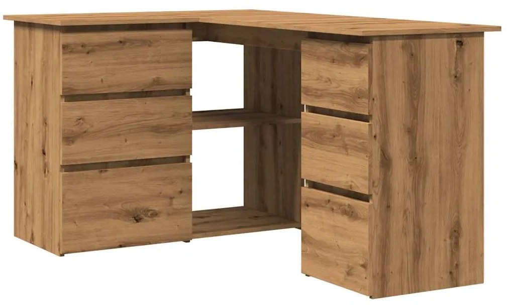 855963 vidaXL Ъглово бюро дъб Artisan 145x100x76 cm Инженерна дървесина