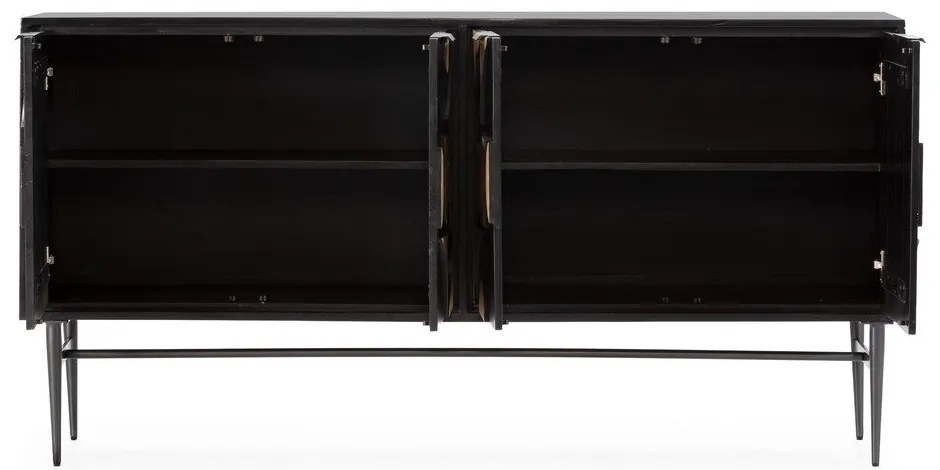 Черен скрин от масивно манго 175x90x40 cm Navya – MOME