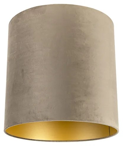 Кадифен абажур Taupe 40/40/40 със златист интериор