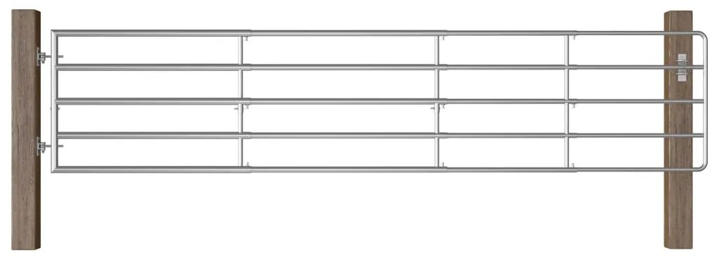 Sonata Оградна порта, 5 пръта, стомана, (150-400)x90 см, сребриста