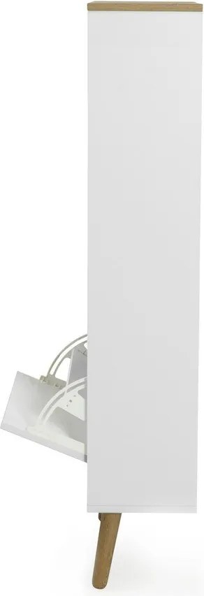 Бяла етажерка за обувки с крака от дъбово дърво с 3 копчета Dot - Tenzo