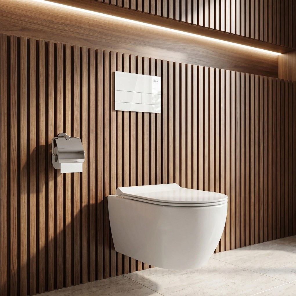 Комплект Структура за Вграждане за WC Slim 024N с Бутон T White Glass