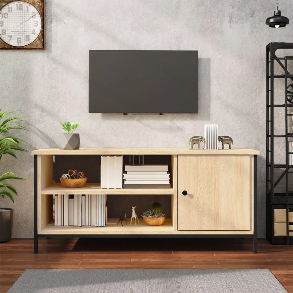826301 vidaXL ТВ шкаф, бетонно сиво, 100x40x45 см, инженерно дърво