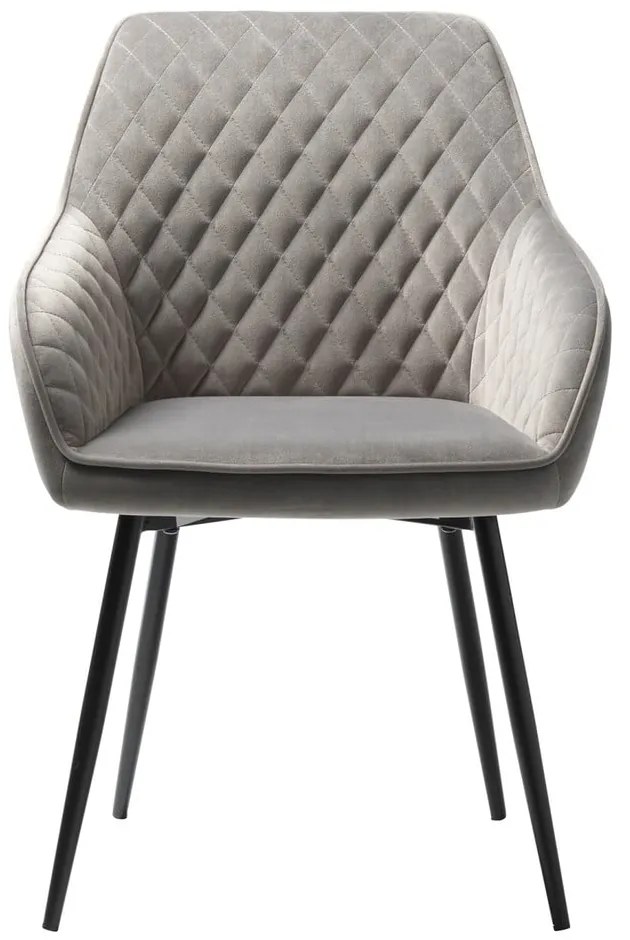 Светлосив тапициран трапезен стол с подлакътници Milton – Unique Furniture