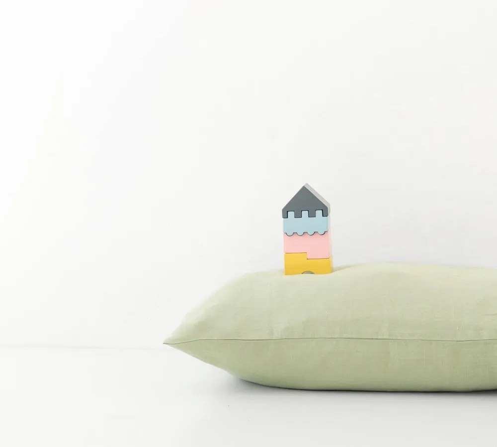 Детска зелена ленена калъфка за възглавница Nature, 40 x 60 cm - Linen Tales