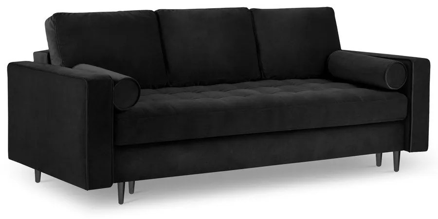 Разтегателен диван от черно кадифе Santo - Milo Casa
