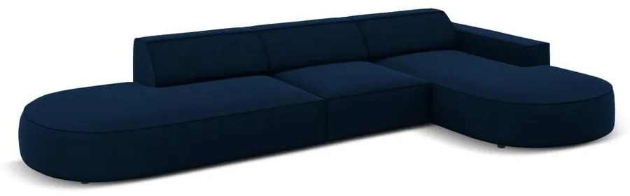 Ъглов диван от синьо кадифе (десен ъгъл) Jodie - Micadoni Home
