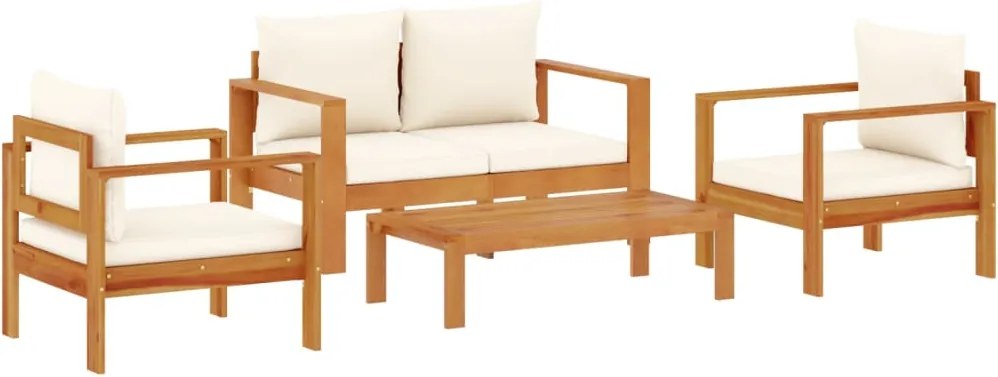 3214838 vidaXL Градински диван от 4 части, с възглавници, масивна акация