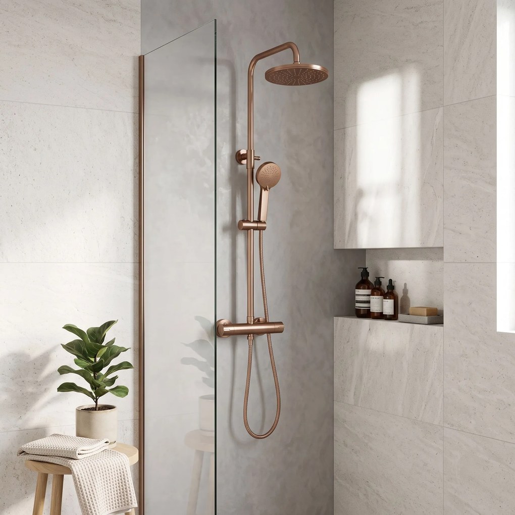 Комплект за душ с термостат Rea Parot Light Brush Copper